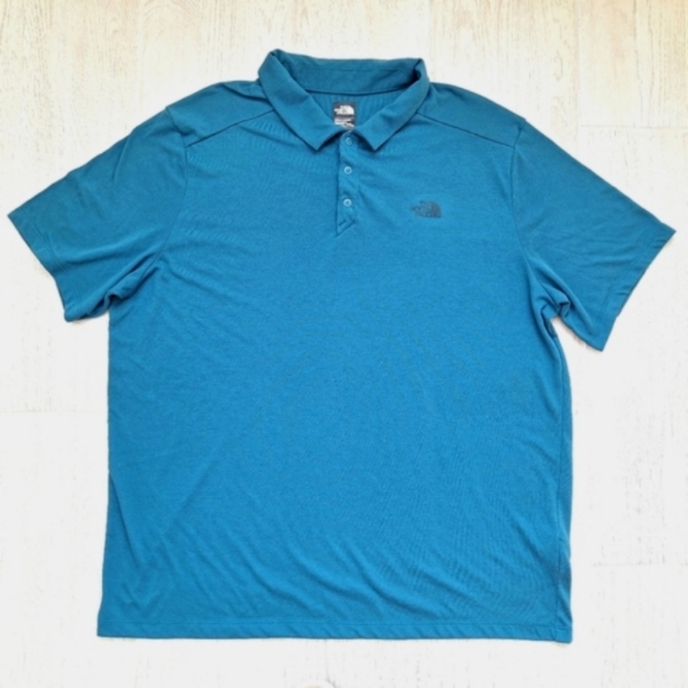 The North Face men's teal ble green short-sleeved polo shirt - size XXL